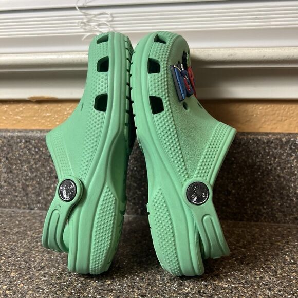 Crocs Iconic Comfort Little Kids Toddler Size 12 Green Clogs Shoes with Jibbitz - Picture 5 of 11